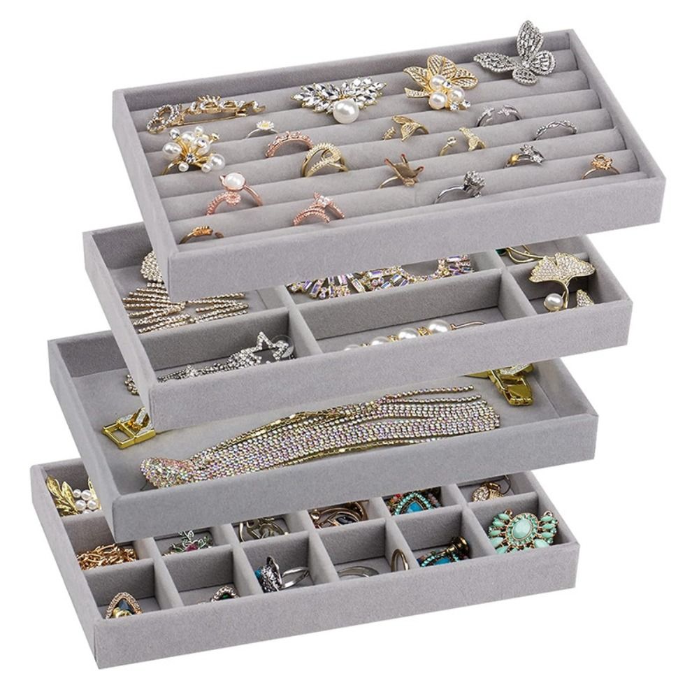 Velvet Jewelry Box - Drawer Box Stackable Velvet Jewelry Storage