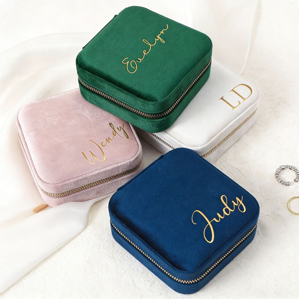 Velvet Jewelry Box - Personalized Jewelry Box Velvet Travel Case
