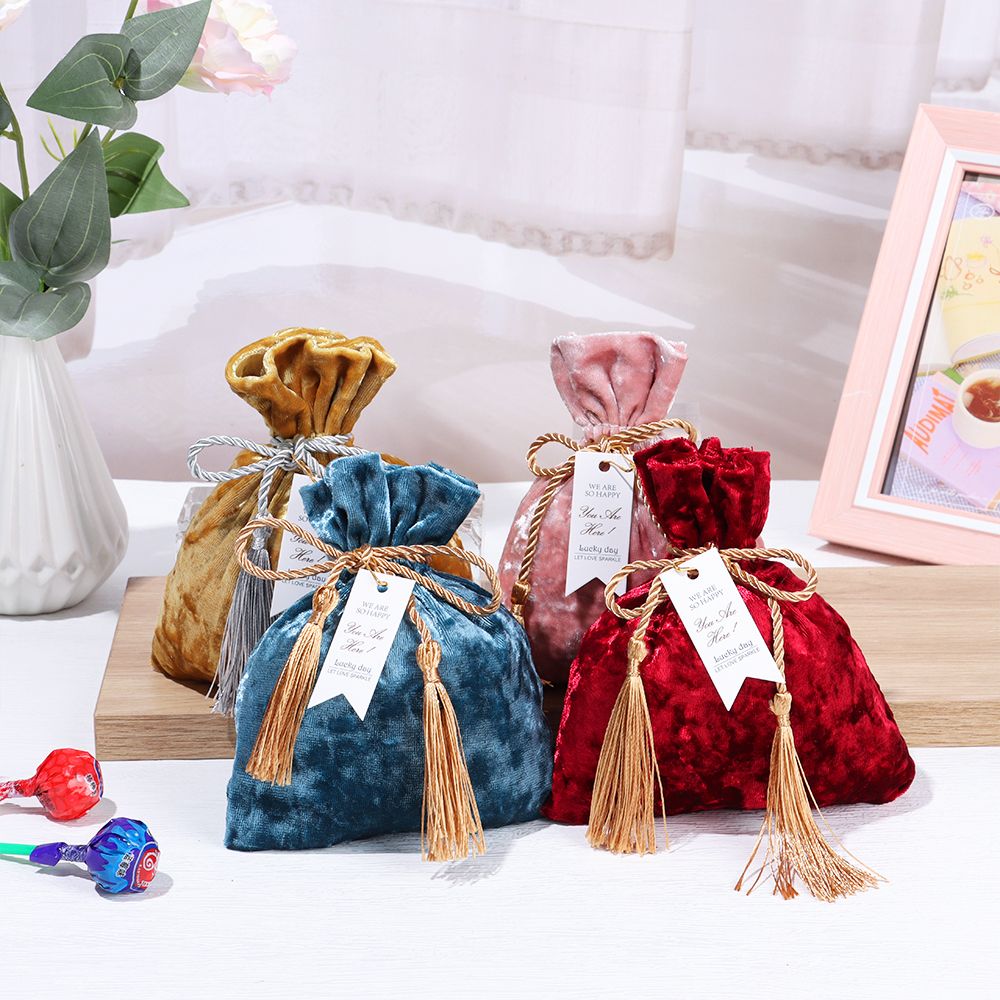 Velvet Jewelry Box - Velvet Cloth Drawstring Tassel Bag Velvet