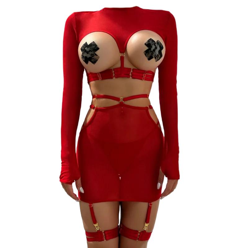 Velvet Jewelry Box - Bikini Fashion Sexy Lingerie 5-Piece Set