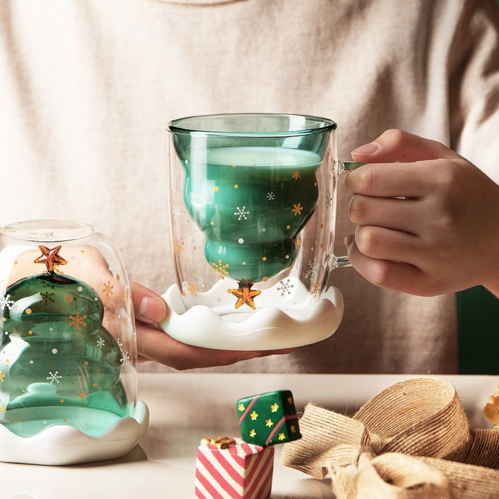 Copper Cocktail Mug - Christmas Tree Cup Transparent Double Heat