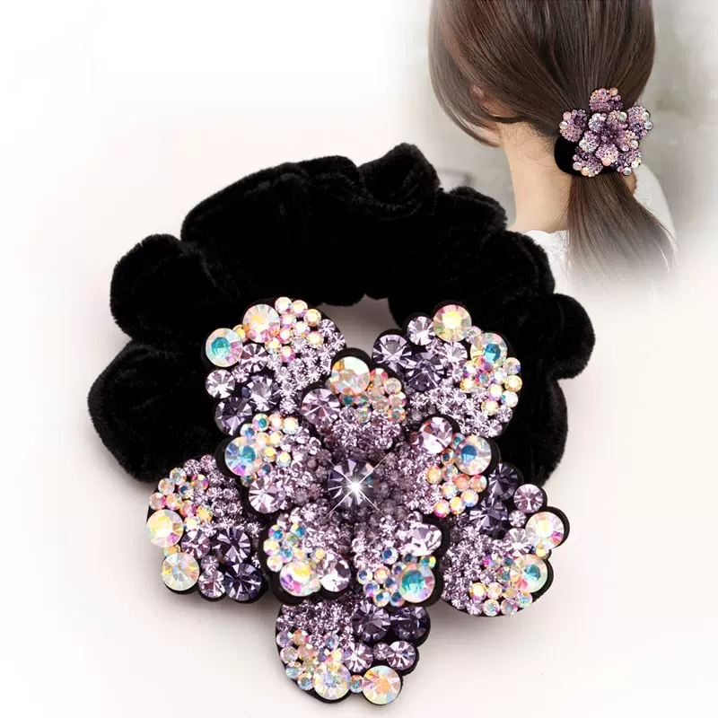 Women Rhinestone Scrunchies Ve - Velvet Jewelry Box 评论和价格