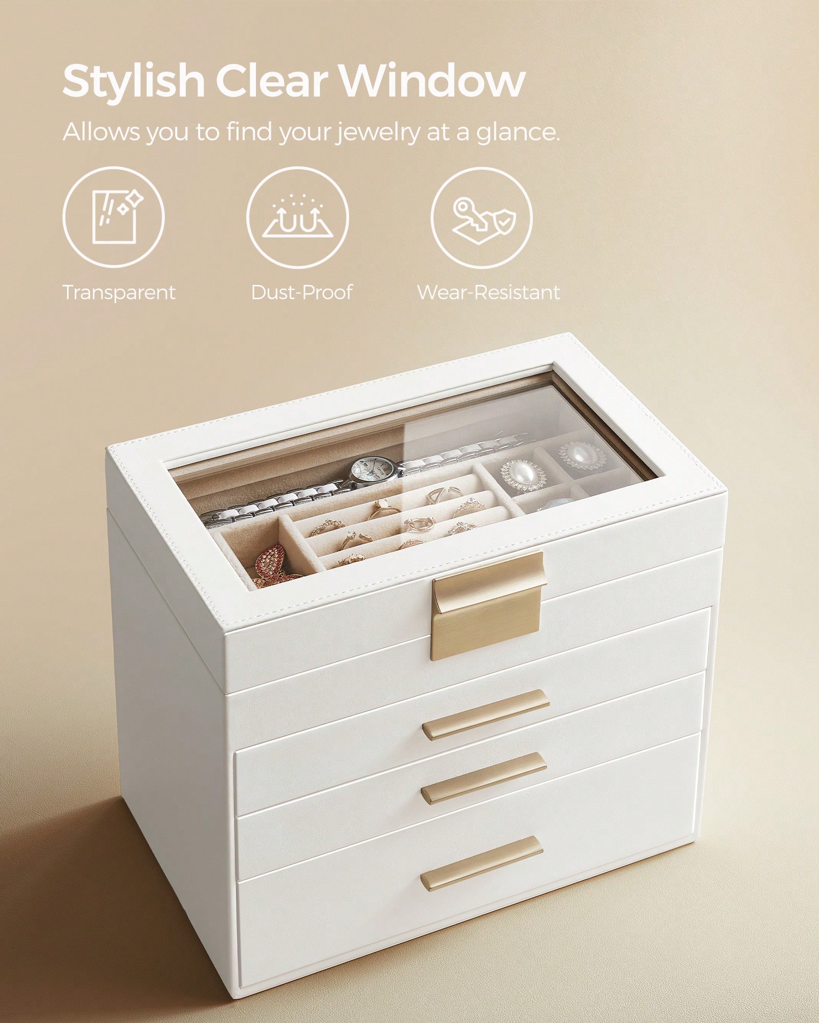 Upgraded 4-Layer Jewelry Stora - Velvet Jewelry Box 评论和价格