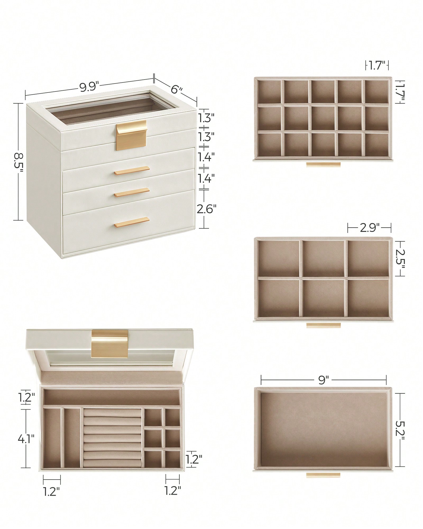 Upgraded 4-Layer Jewelry Stora - Velvet Jewelry Box 评论和价格